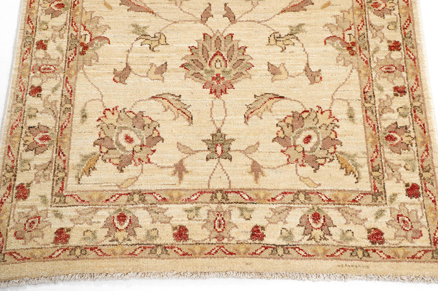 Hand-Knotted Oushak Carpet 3'.2" X 5'.6" Traditional, Beige Fine Wool Accent Rug 3x5
