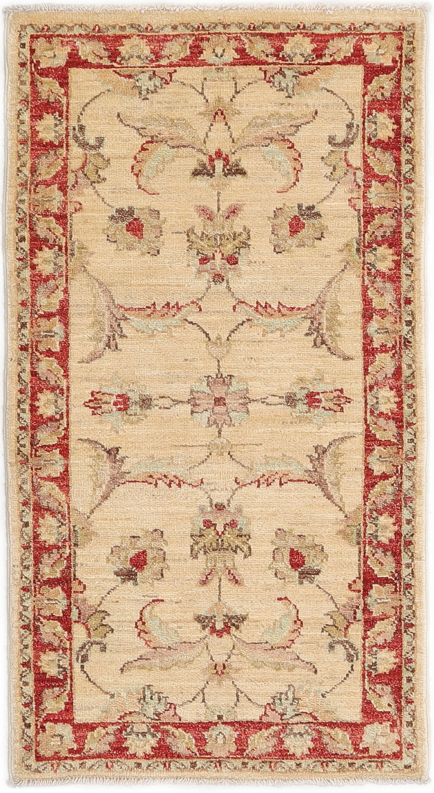 Hand-Knotted Oushak Carpet 2'.1" X 4' Traditional, Ivory Fine Wool Accent Rug 2x4