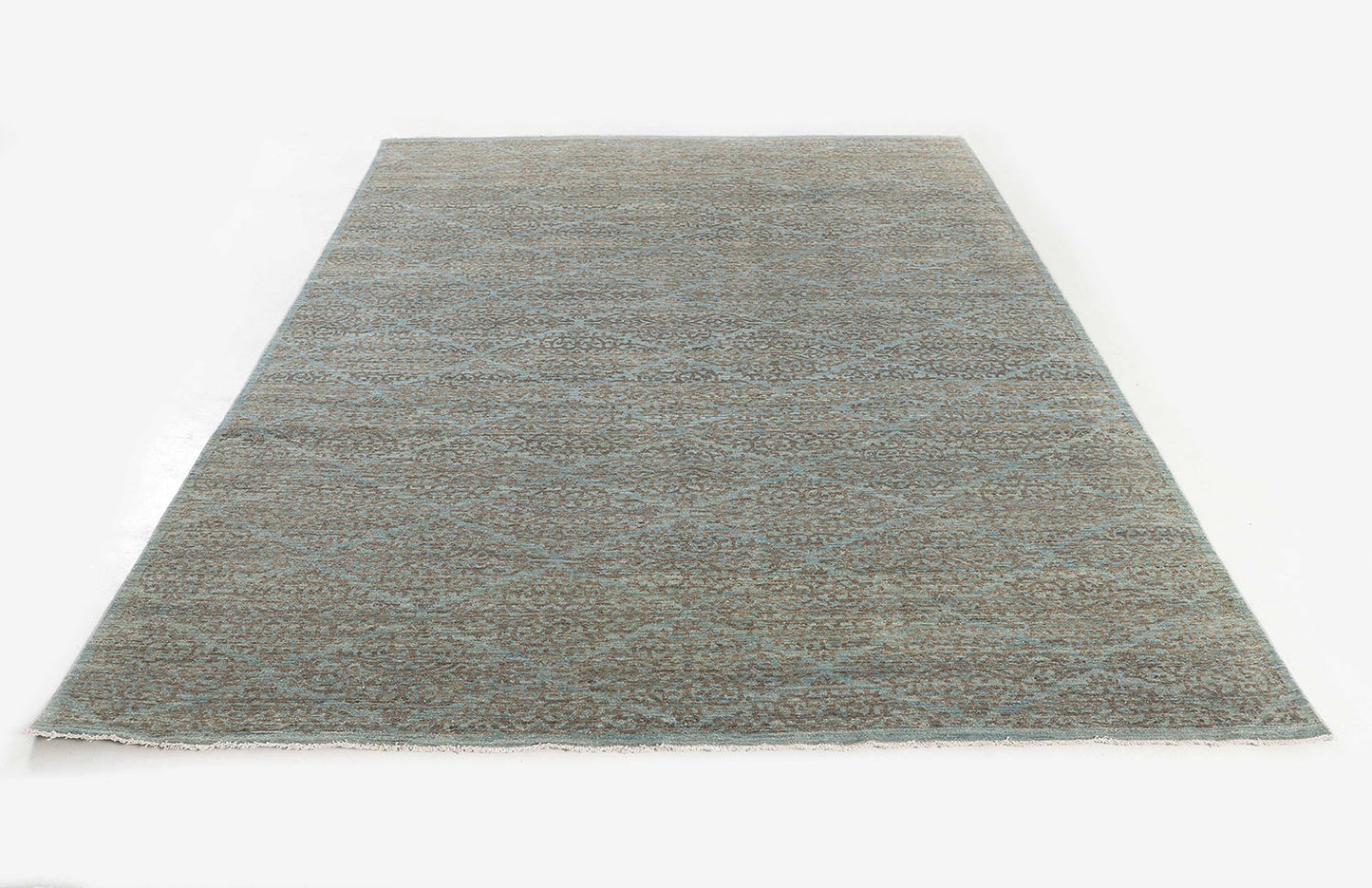Hand-Knotted Oushak Carpet 8'.6" X 10'.7" Traditional, L/Blue Fine Wool Area Rug 8x10