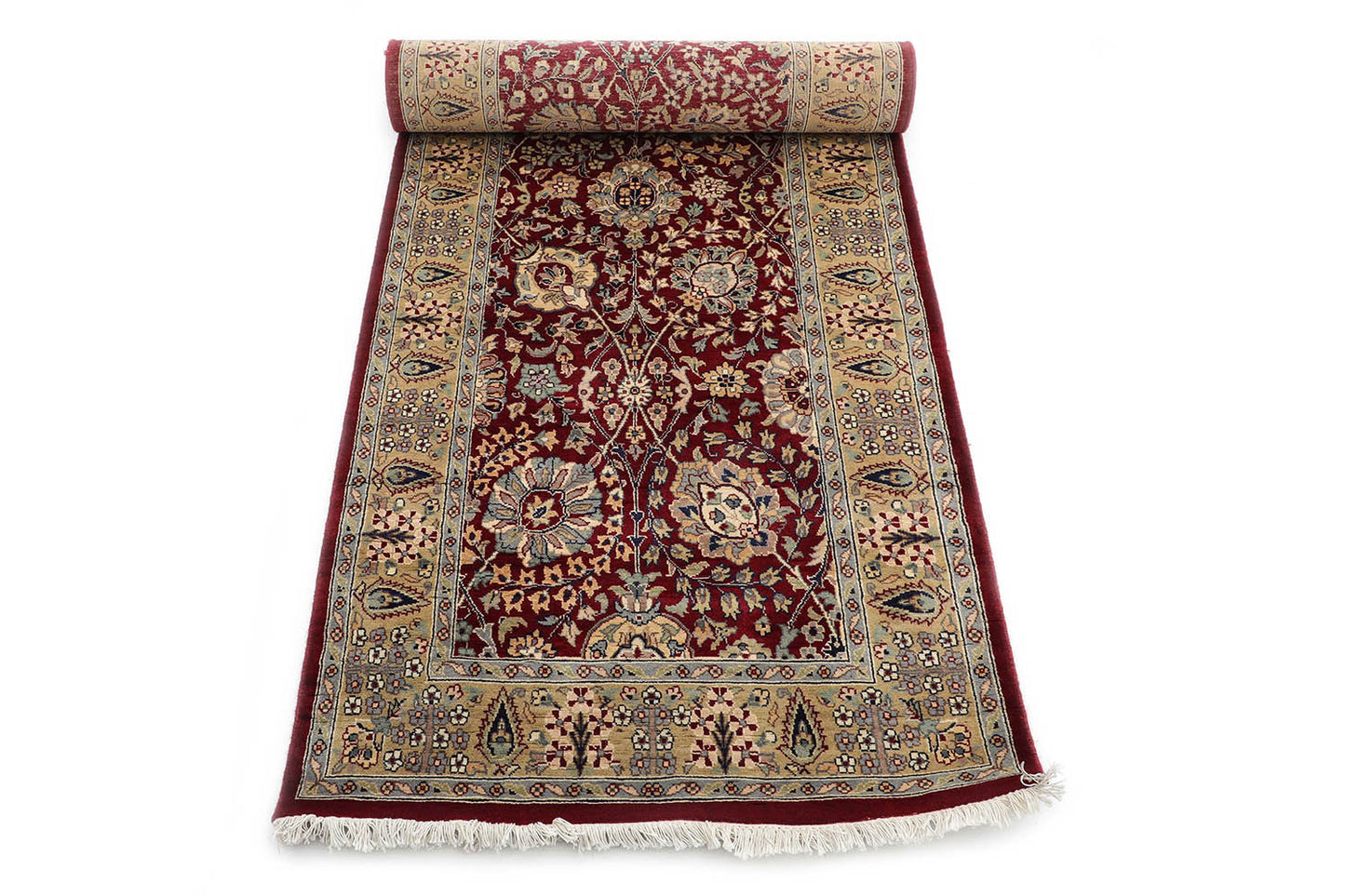 Hand-Knotted Lahore Carpet 2'.6" X 9' Oriental, Red Fine Wool Runner Rug 2.5x10