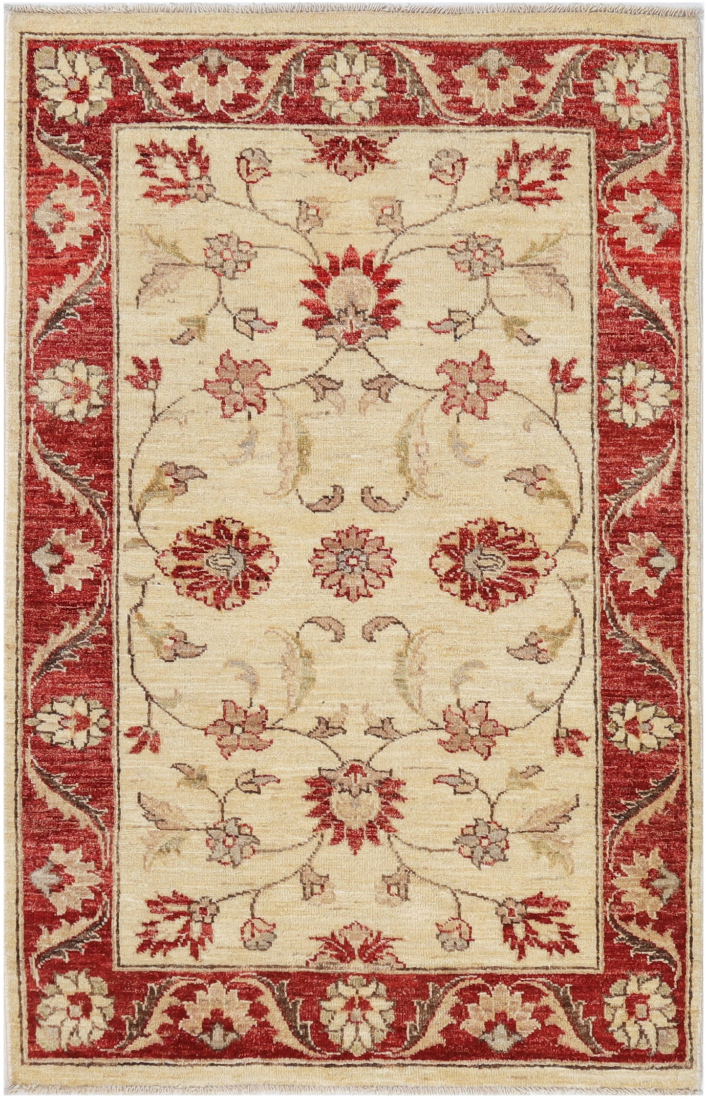 Hand-Knotted Oushak Carpet 3' X 5'.2" Traditional, Ivory Fine Wool Accent Rug 3x5