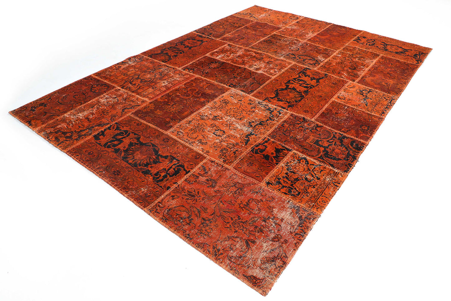 Hand-Knotted Gabbeh Carpet 6'.10" X 10'.2" , Rust Fine Wool Area Rug 7x10