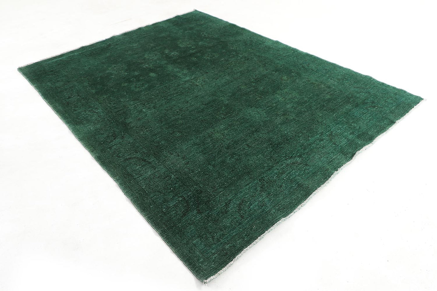 Hand-Knotted Farhan Carpet 6'.5" X 8'.2" Traditional, Green Fine Wool Area Rug 6.5x8 D30601