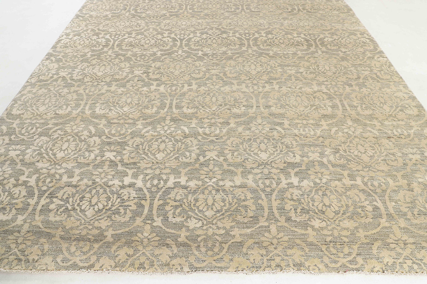Hand-Knotted Oushak Carpet 9'.2" X 12'.1" Traditional, Grey Fine Wool Area Rug 9x12