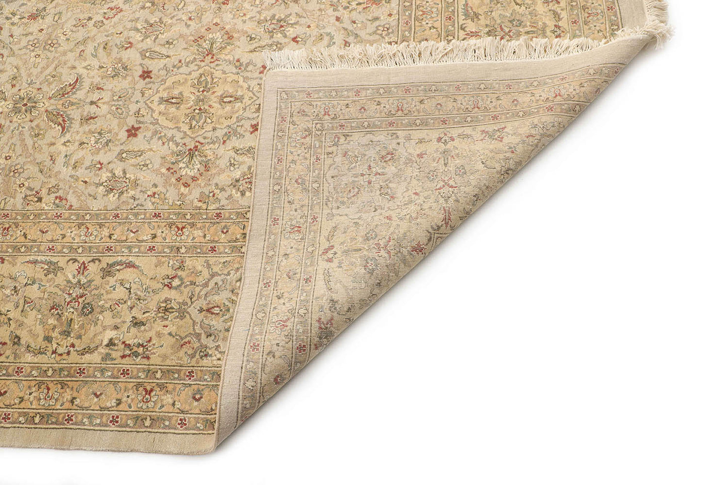 Hand-Knotted Lahore Carpet 9'.10" X 14'.10" Oriental, Bone Fine Wool Area Rug 10x14