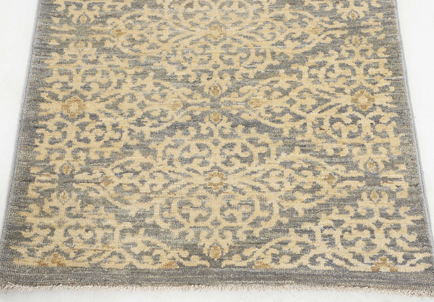 Hand-Knotted Oushak Carpet 2'.7" X 10' Traditional, Grey Fine Wool Runner Rug 2.5x10
