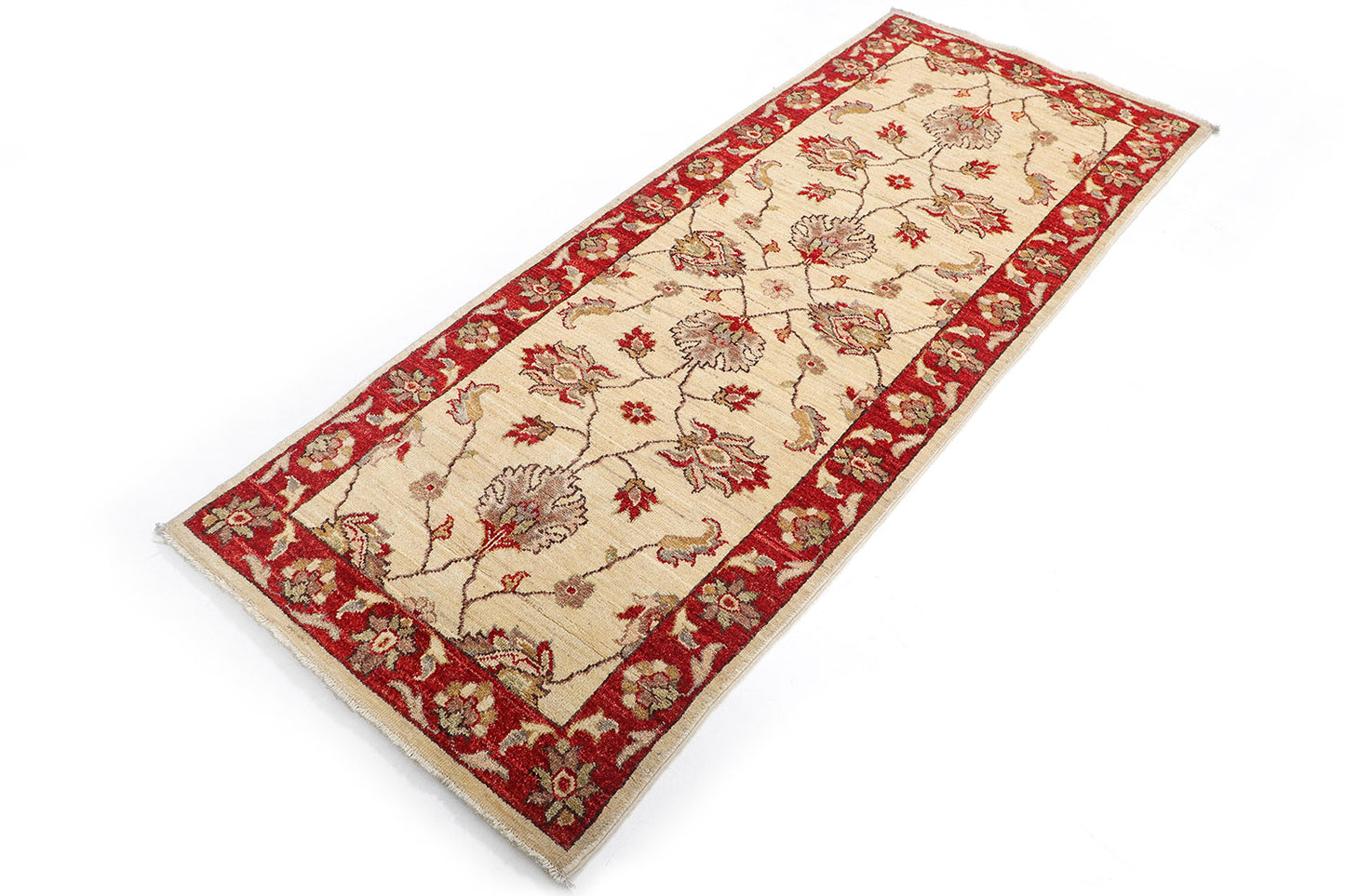Hand-Knotted Oushak Carpet 2'.8" X 6'.7" Traditional, Ivory Fine Wool Runner Rug 2.5x6