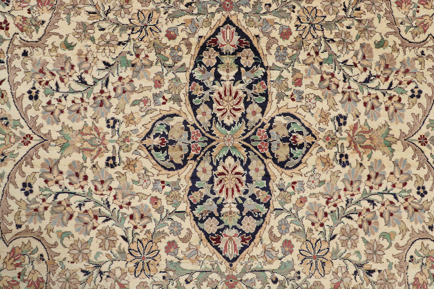 Hand-Knotted Lahore Carpet 9' X 12'.6" Oriental, Ivory Fine Wool Area Rug 9x12