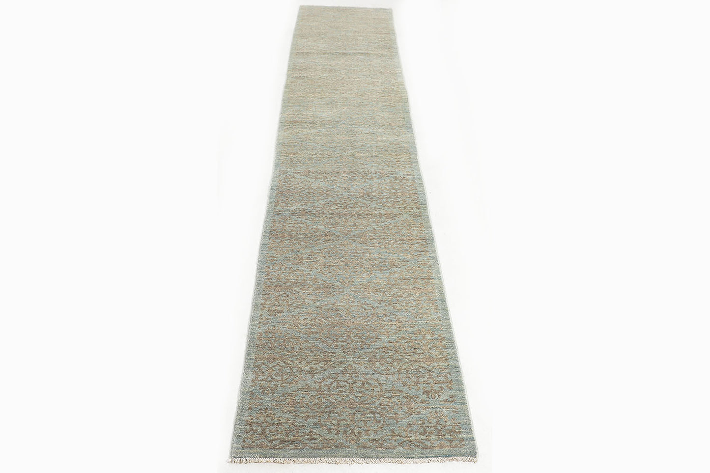 Hand-Knotted Oushak Carpet 2'.10" X 14'.1" Traditional, Grey Fine Wool Runner Rug 2.5x14