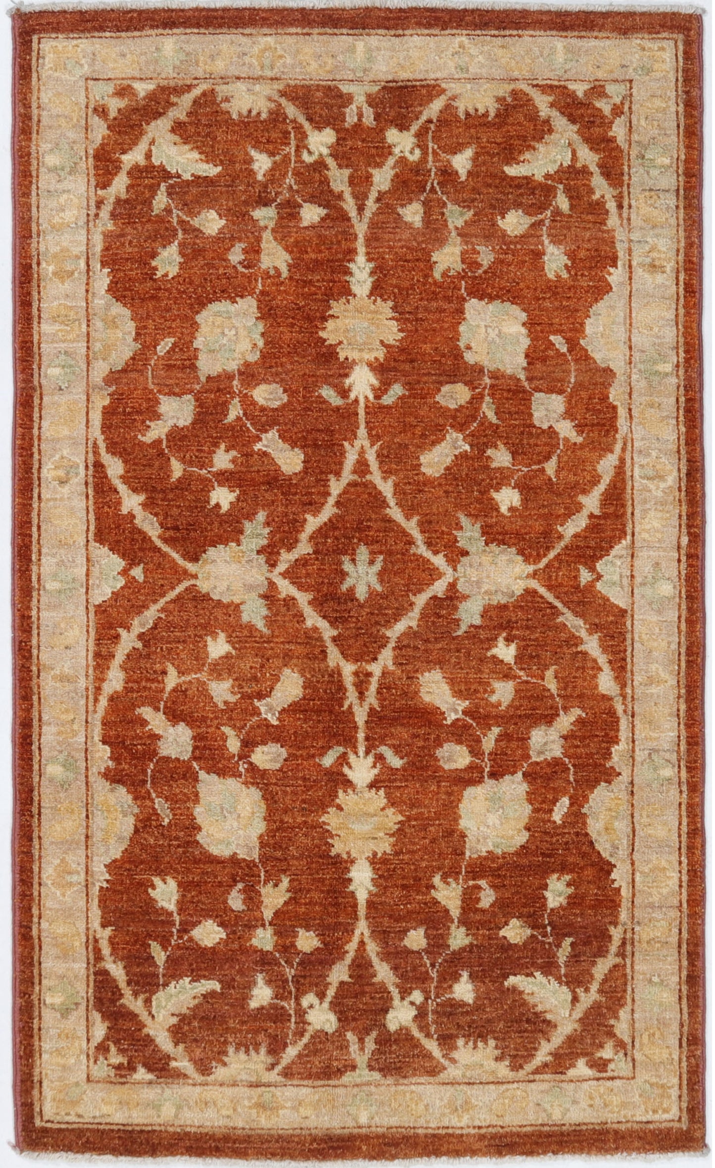 Hand-Knotted Oushak Carpet 3'.2" X 5'.2" Traditional, Rust Fine Wool Accent Rug