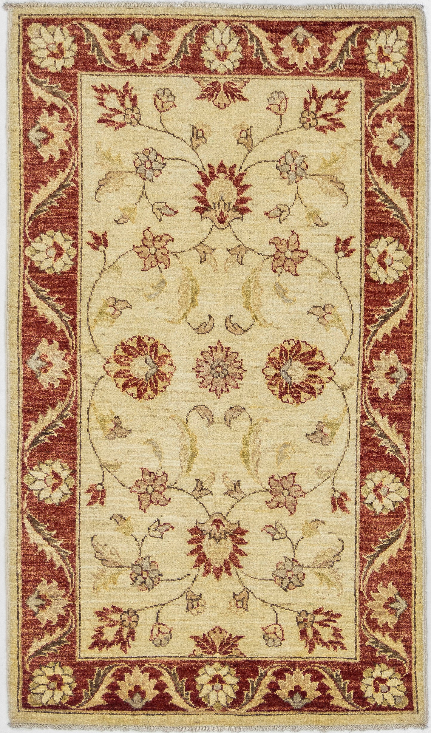 Hand-Knotted Oushak Carpet 3'.2" X 5'.2" Traditional, Beige Fine Wool Accent Rug 3x5
