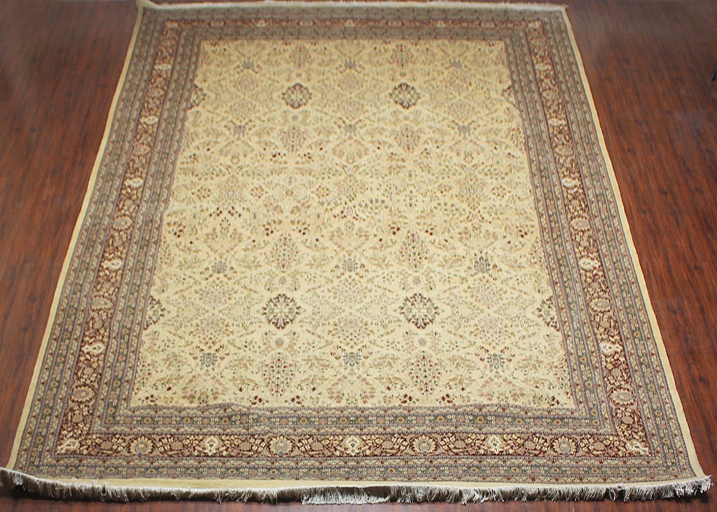 12X18 Hand-Knotted Lahore Carpet Oriental Cream Fine Wool Area Rug D40564