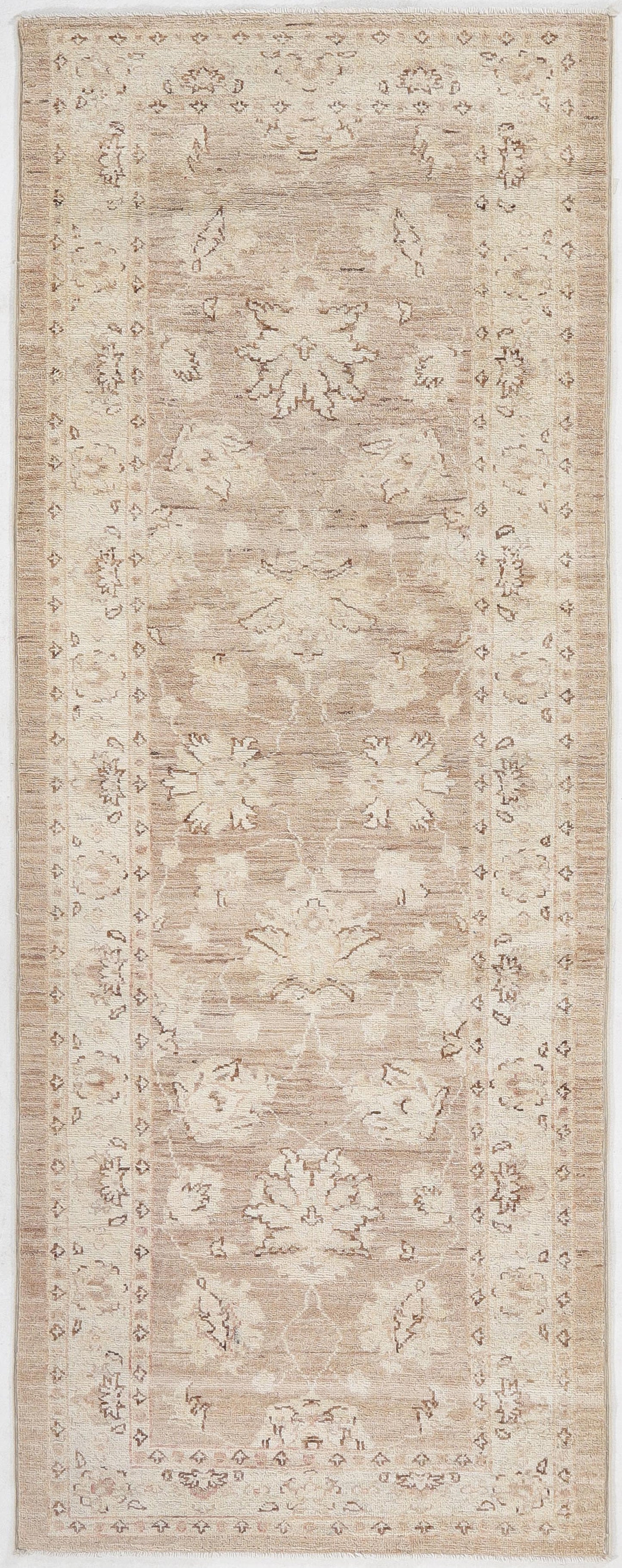 Hand-Knotted Oushak Carpet 2'.7" X 7'.4" Traditional, Brown Fine Wool Runner Rug 2.5x7