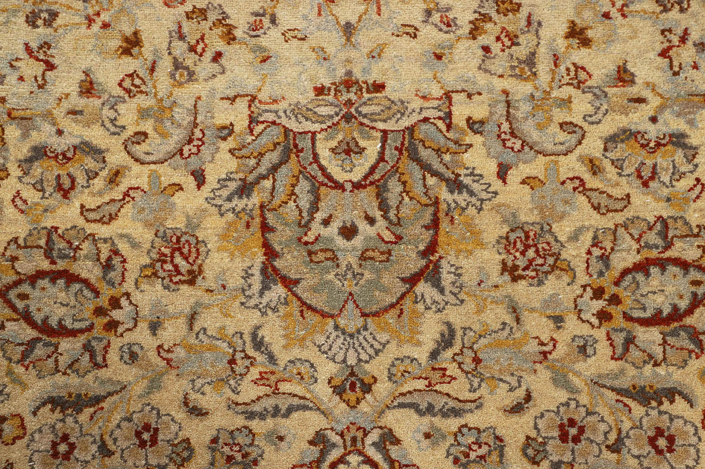 Hand-Knotted Lahore Carpet 8'.9" X 11'.9" Oriental, Creem Fine Wool Area Rug 9x12