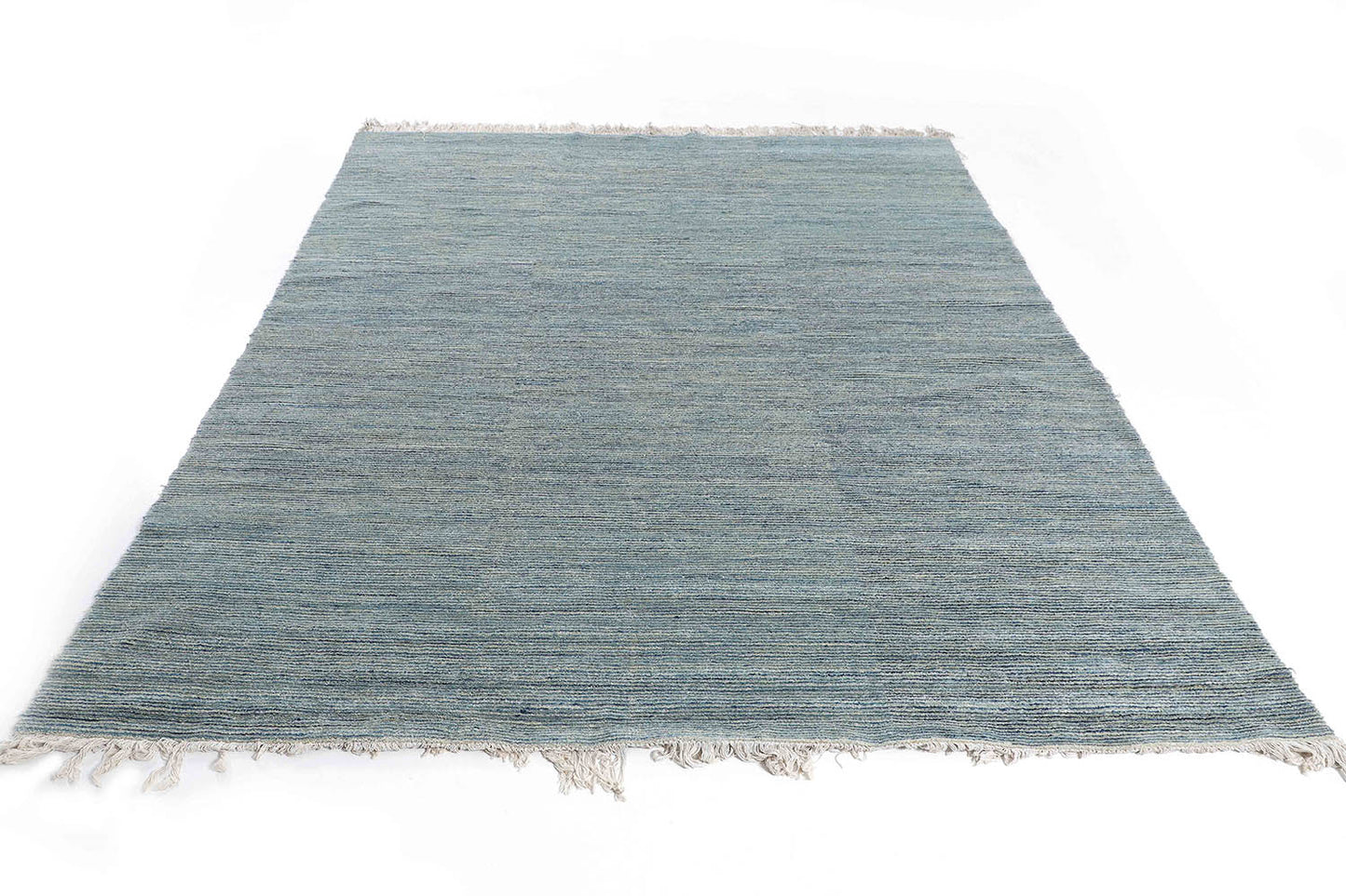 Hand-Knotted Gabbeh Carpet 8'.7" X 12' , Blue Fine Wool Area Rug 9x12