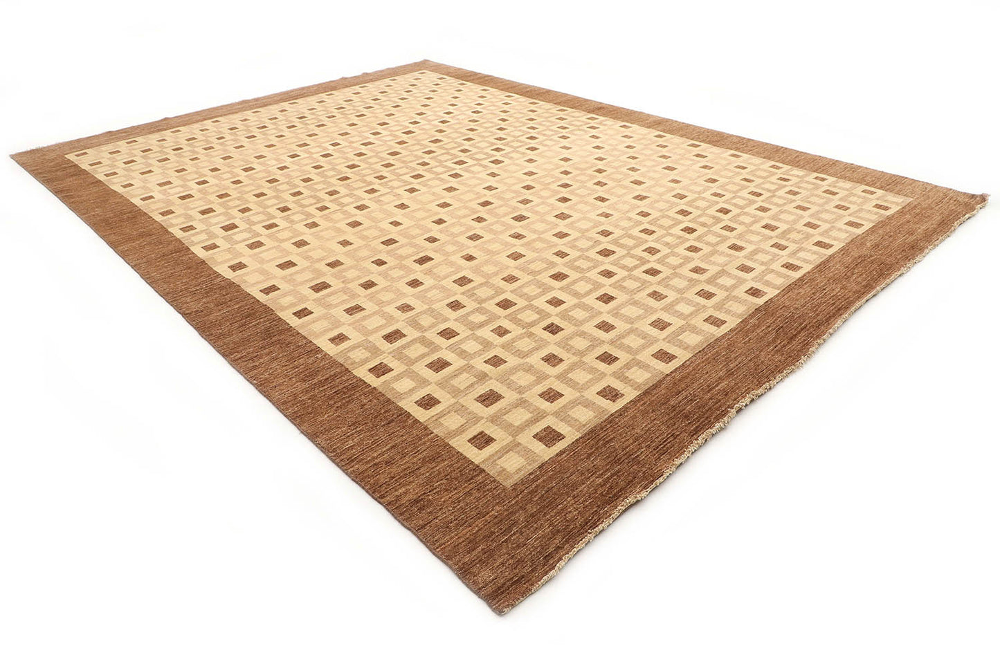Hand-Knotted Gabbeh Carpet 10'.3" X 13'.10" Tribal, Ivory Fine Wool Area Rug 10x14 D26183