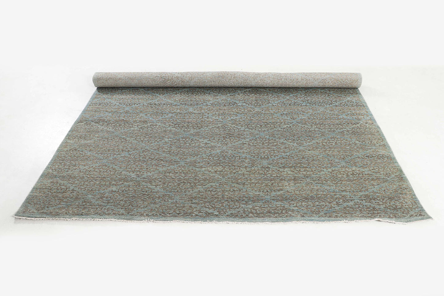 Hand-Knotted Oushak Carpet 8'.9" X 11'.8" Traditional, Grey Fine Wool Area Rug 9x12