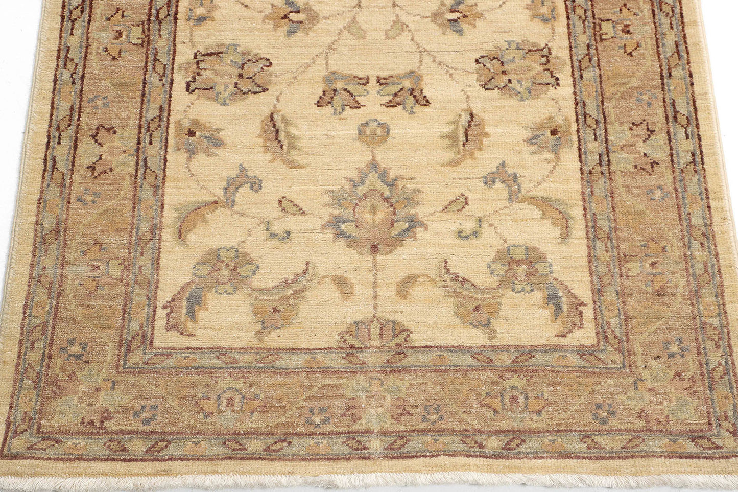 Hand-Knotted Oushak Carpet 2'.8" X 9'.3" Traditional, Ivory Fine Wool Runner Rug 2.5x10