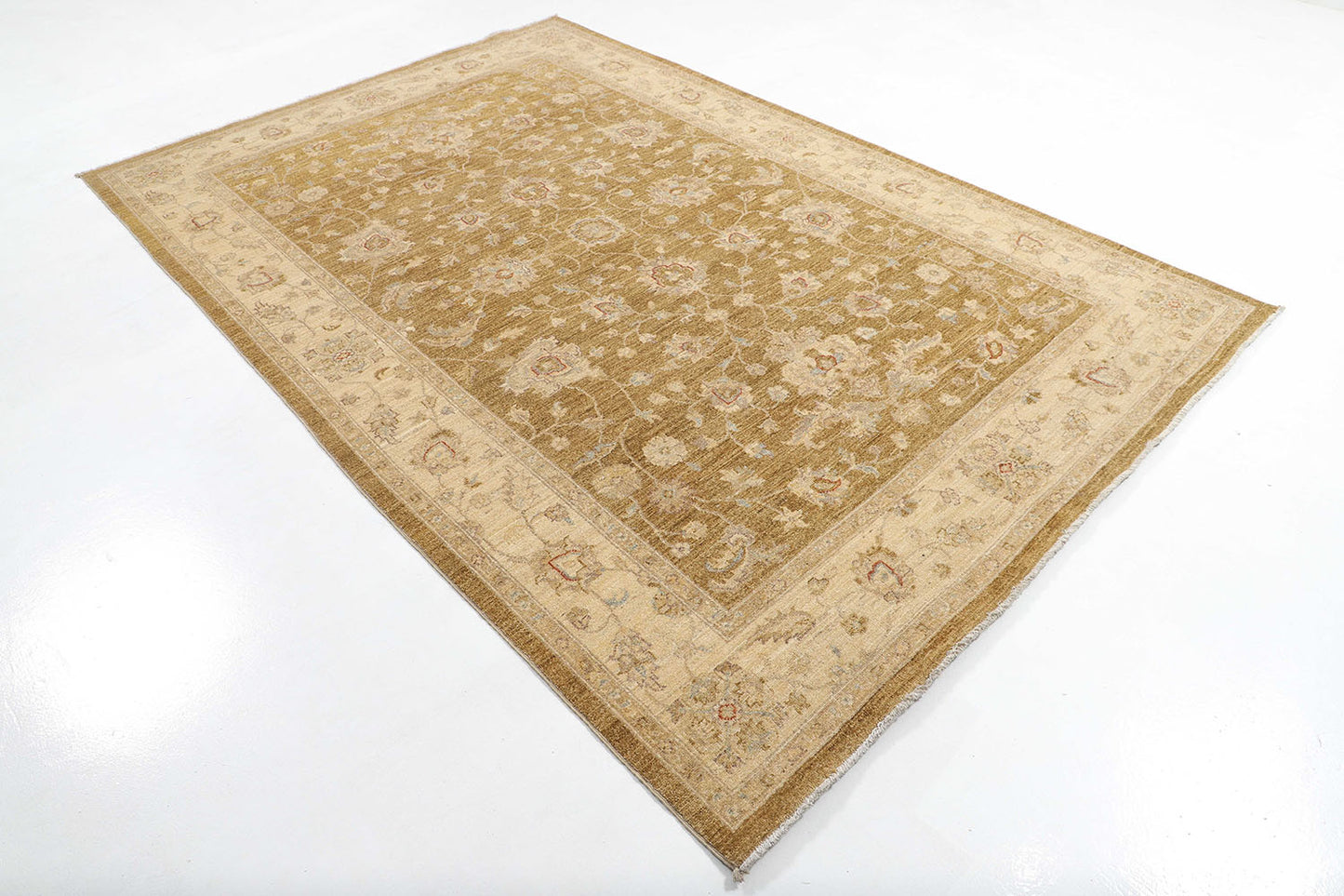 6x9 Hand-Knotted Ariana Carpet 5'.11" X 8'.10" Traditional, Green Fine Wool Area Rug D46289