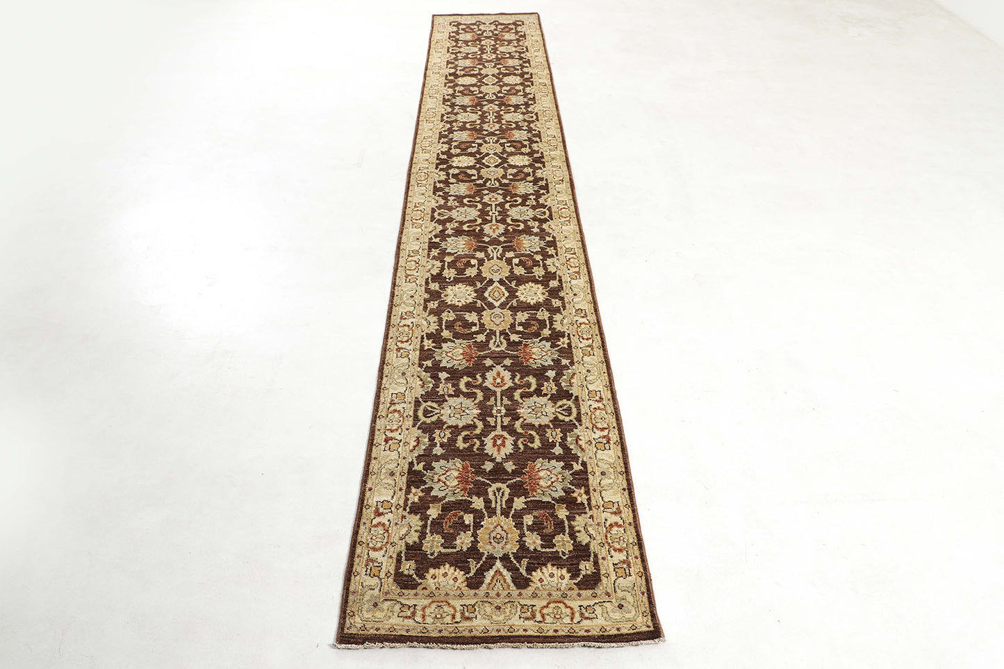 Hand-Knotted Oushak Carpet 2'.8" X 15'.8" Traditional, Brown Fine Wool Runner Rug 2.5x16