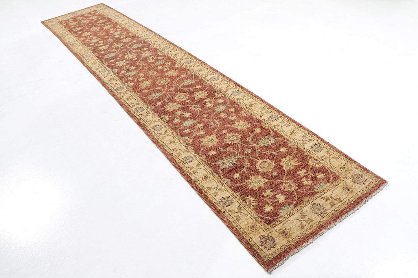Hand-Knotted Oushak Carpet 2'.7" X 12'.1" Traditional, Rust Fine Wool Runner Rug 2.5x12
