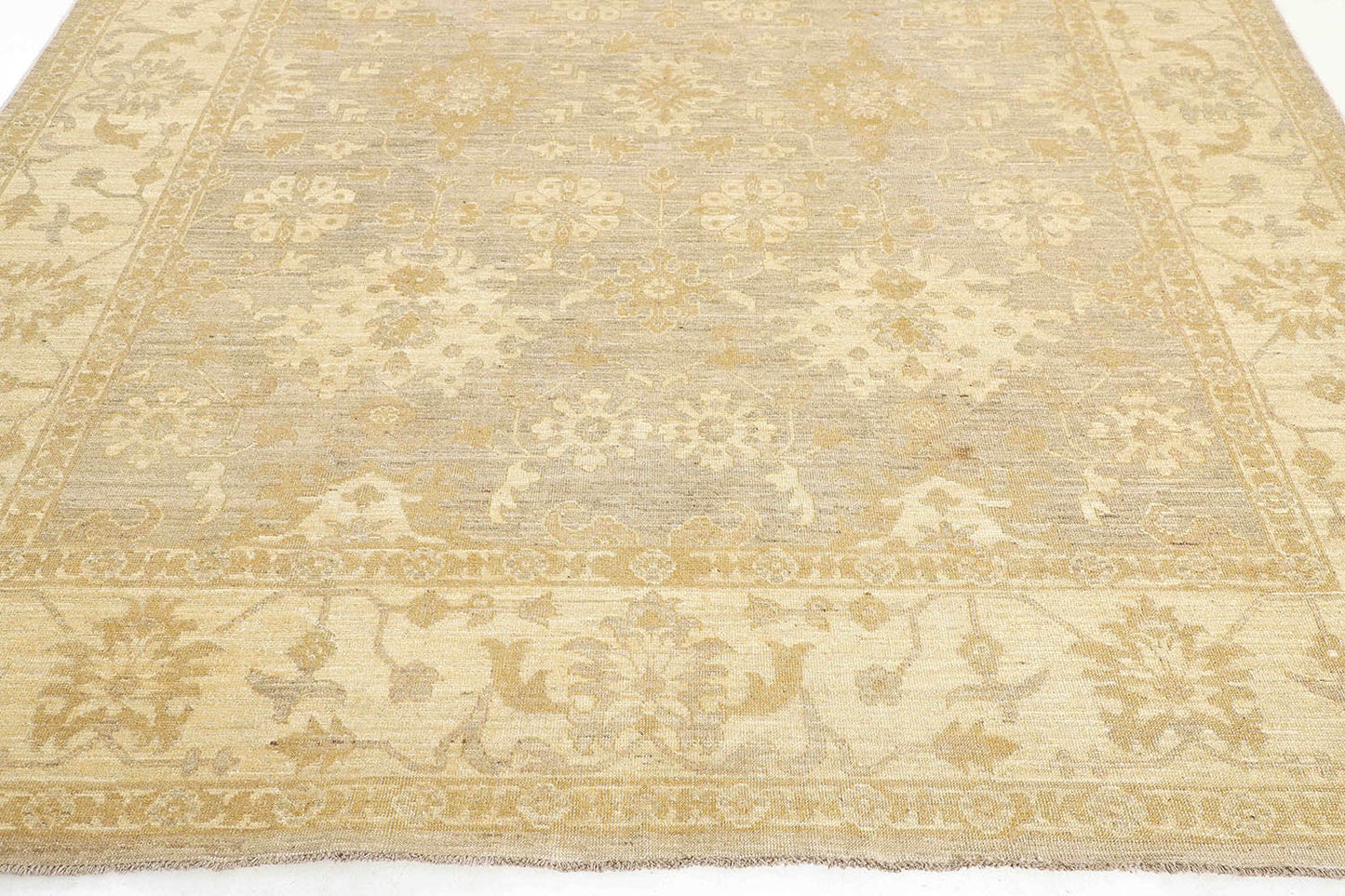 Hand-Knotted Oushak Carpet 8' X 9'.9" Traditional, Grey Fine Wool Area Rug 8x10