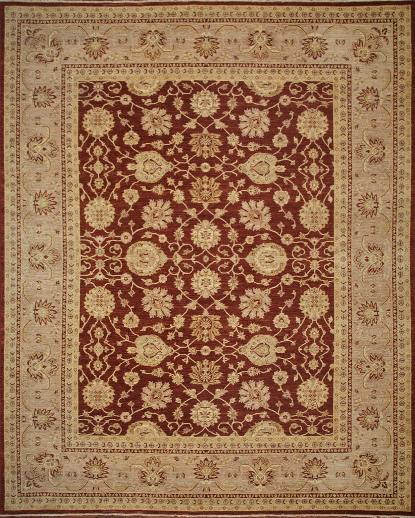 12X15 Hand-Knotted Oushak Carpet Traditional Red Fine Wool Area Rug D19215