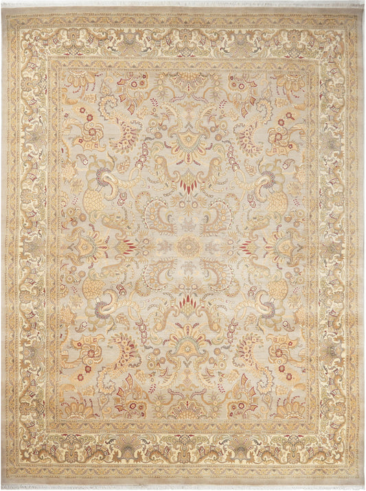 Hand-Knotted Lahore Carpet 8'.10" X 11'.8" Oriental, Grey Fine Wool Area Rug 9x12