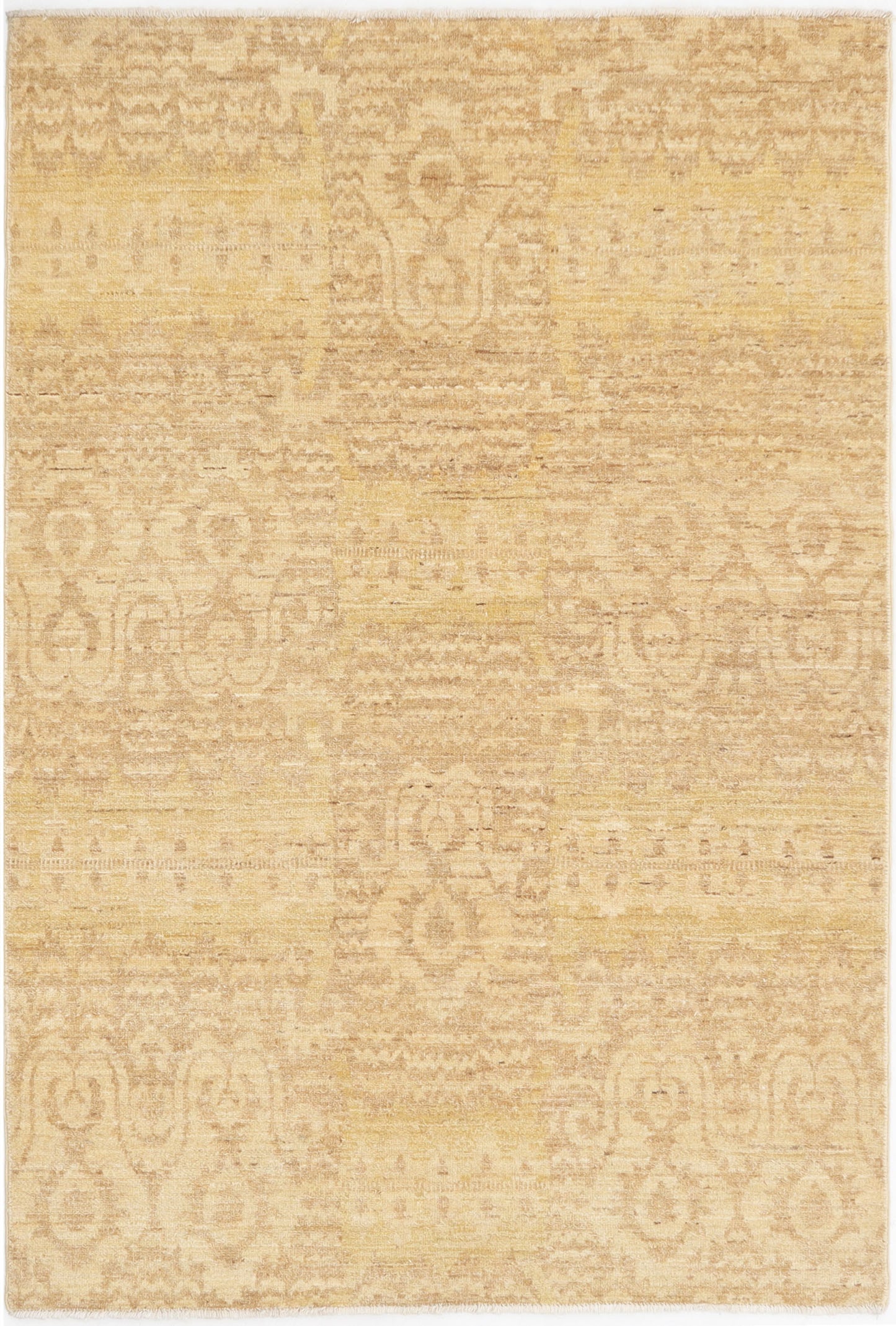 Hand-Knotted Oushak Carpet 4'.1" X 6'.1" Traditional, Ivory Fine Wool Area Rug 4x6