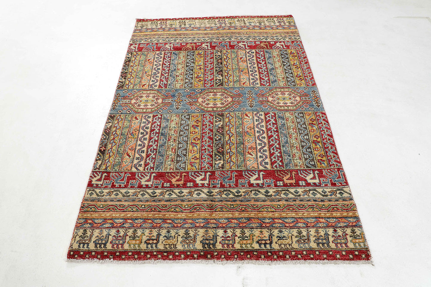 Hand-Knotted Oushak Carpet 4'.1" X 6'.2" Traditional, Red Fine Wool Area Rug 4x6