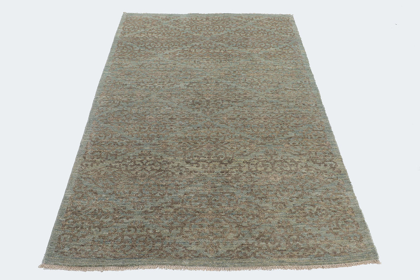 Hand-Knotted Oushak Carpet 4' X 6' Traditional, L/Grey Fine Wool Area Rug 4x6
